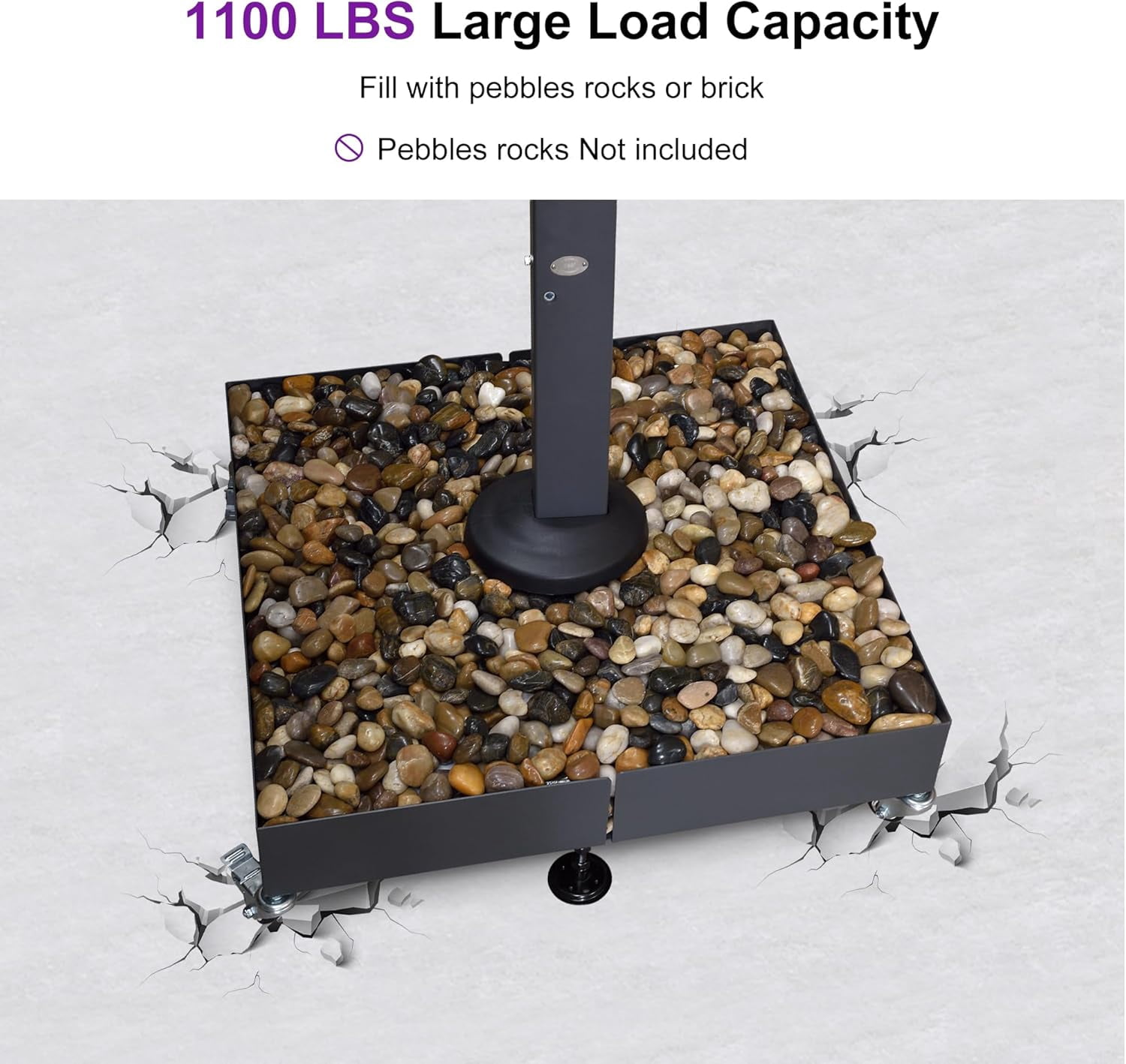 PURPLE LEAF Patio Umbrella Base WK4500 with 4 Lockable Wheels 1100 lbs High Capacity Heavy-Duty Cantilever Offset Steel Umbrella Base Weighted Base For 11 x11FT,13FT