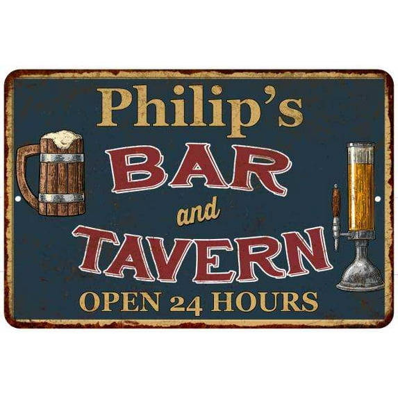 Philip's Green Bar & Tavern Rustic Sign 12 x 18 Matte Finish Metal 112180047478
