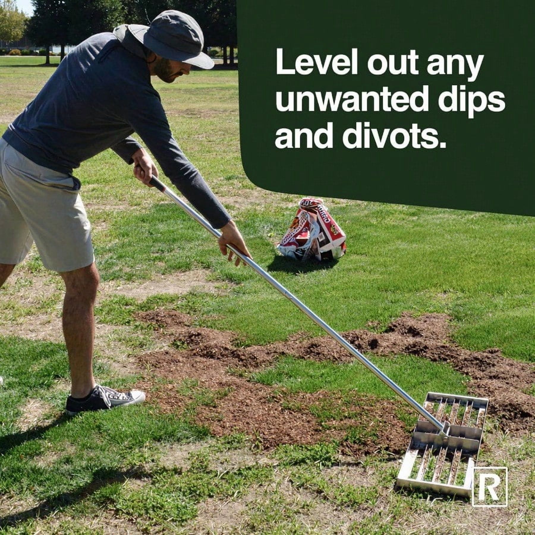 Rocklin Lawn Leveling Rake 22 x 10 Stainl Steel Levelawn Tool with 78 Handle Smooth Level Soil Sand or Grass Durable Leveling Tool for Lawn Yard and Garden