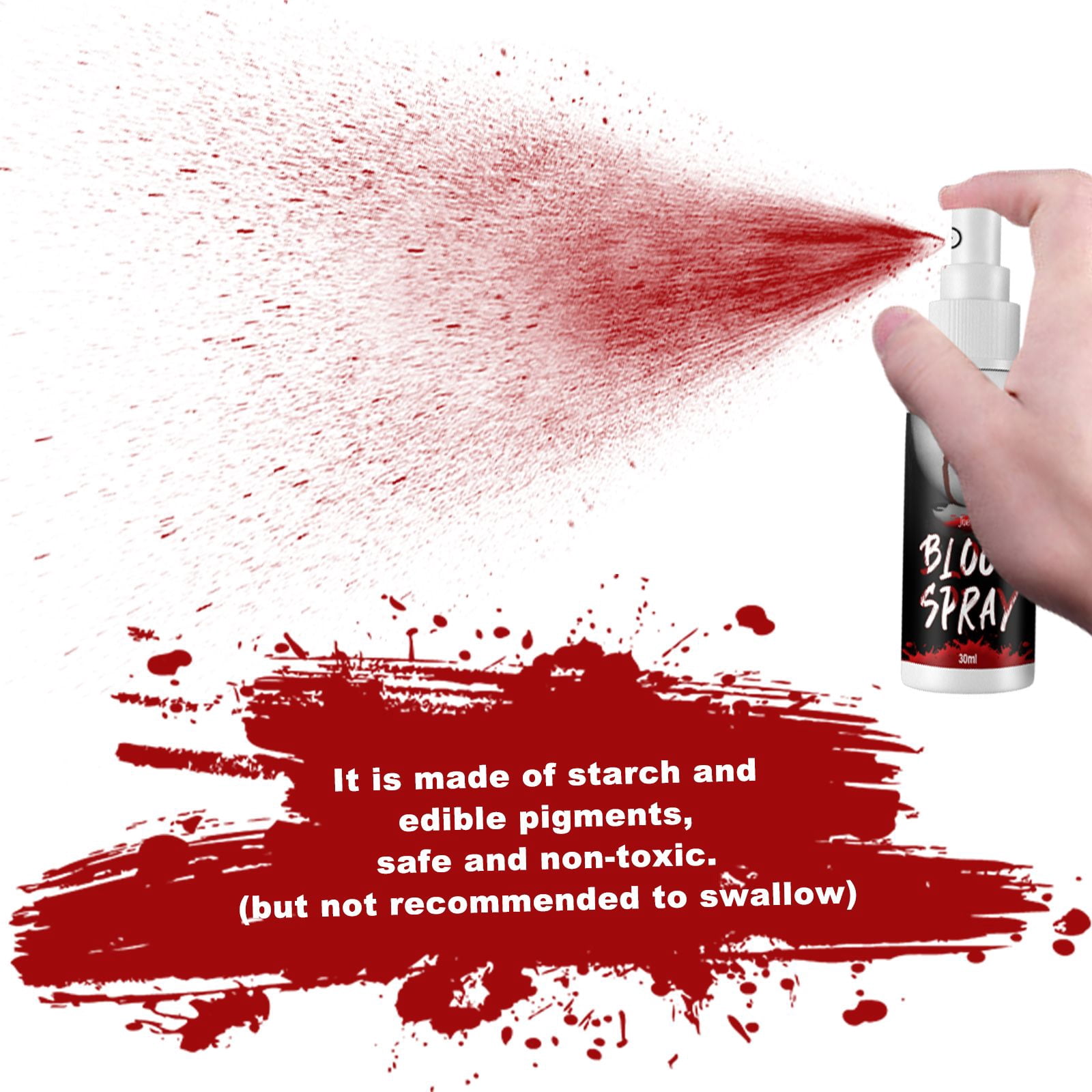 Alvantor Halloween Fake Blood Spray, Realistic SFX Makeup for Halloween Vampire Zombie Costume, Washable Red, 1.01fl.oz