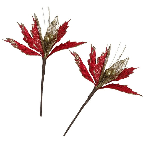 Masteelf  6 Pcs Christmas Decoration Red Tree Ornaments Filler Flowers