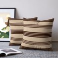 thumbnail image 2 of Pillow Covers 18x18 Set of 2, Vintage Striped Throw Pillow Covers Decorative Couch Cushion Cover, Rustic Minimalist Lines Brown Microfiber Soft Square Pillowcases for Bedroom Living Room Sofa, 2 of 9