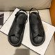 thumbnail image 5 of Sandalias con tiras cruzadas para mujer Punta abierta Correa en el tobillo de gran comodidad Sandalia plana antideslizante con suela gruesa para playa Negro 38-39, 5 of 8