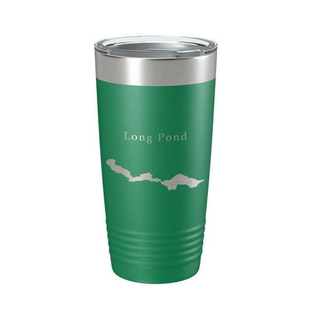

Long Pond Tumbler Lake Map Travel Mug Insulated Laser Engraved Coffee Cup Maine 20 oz Green