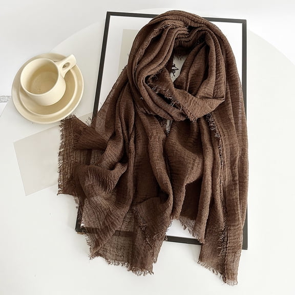 Only Moment Silk Scarf Cotton and Linen Designer Silk Scarf for Women Brown,One Size