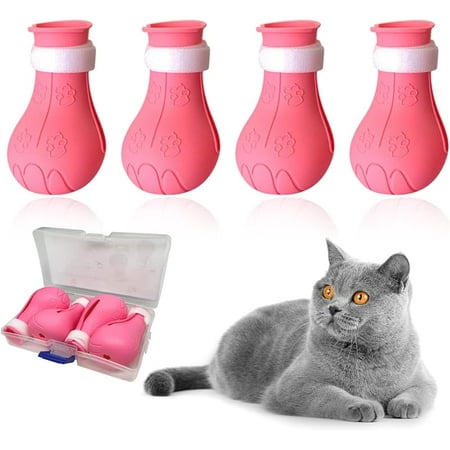 Cat Claw Covers Boots  Anti-Scratch Shoes Adjustable Prickly Anti-Off Shoes  Soft Silicone Paw Protector for Grooming Bathing Shaving to Prevent Scratching (Blue)