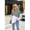 thumbnail image 2 of New Women's Solid Color Round Neck Contrast Striped Long Sleeve Sweatshirt Jacket, 2 of 3