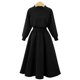 thumbnail image 1 of Vestido largo de manga larga con cuello redondo para mujer Vestido largo informal de cintura alta con pajarita de color sólido Adepaton BST3003108-2, 1 of 6