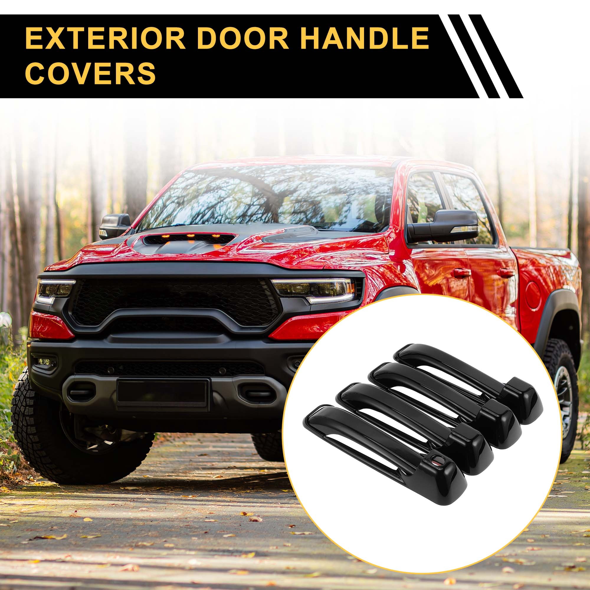 Unique Bargains 4pcs Exterior Door Handle Cover for Dodge for Ram 1500 2009-2018 Black