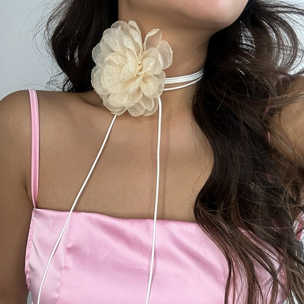 Collar de mujer con borlas de chocolate y diseño floral francés retro de moda de joyería