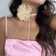 thumbnail image 1 of Collar de mujer con borlas de chocolate y diseño floral francés retro de moda de joyería, 1 of 6