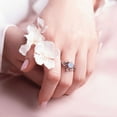 thumbnail image 2 of Moonstone Promise Ring Set in 14K Rose Gold Vermeil- Leaf Engagement Ring Set- Bridal Ring, 2 of 7