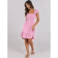 thumbnail image 5 of Women'S Summer Sleeveless Square Neck Dress Ruffle Backless Boho Beach Cute Teen Short Sundress Pink L, 5 of 10