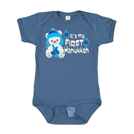 

Inktastic It s My 1st Hanukkah Cute Bear with Dreidel Gift Baby Boy or Baby Girl Bodysuit