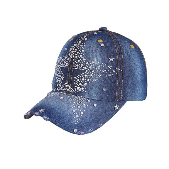 Women's Baseball Cap Shiny Sequins Adjustable Breathable Casual Sports Baseball Cap Trucker Hats Women Blue