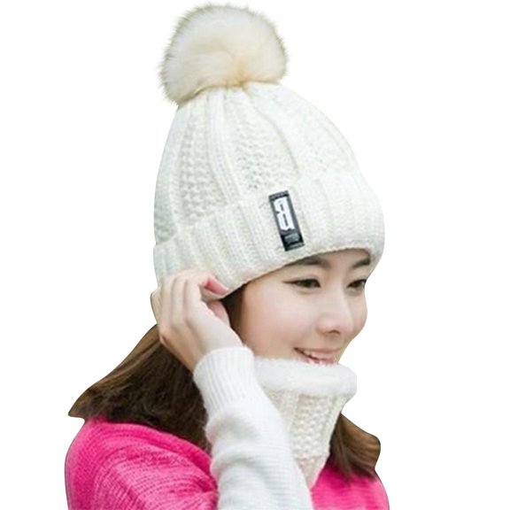 Winter Beanies Women's Solid Color Knitted Wool Hat with Thick Velvet And Warm Ear Protection Hat