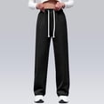 thumbnail image 2 of EOYWHK Women's Jeans Pants Drawstring Waist Soft Stone Wash Denim Pants with Pockets for Spring Fall Outings All‑Day Wear Black L, 2 of 7