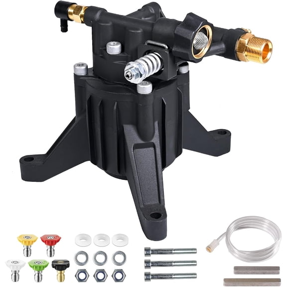 Vertical Pressure Washer Pump Max 3400 PSI 2.5 GPM, 7/8" Shaft Replacement Pump for Power Washer, Compatible with Simpson, Honda, Ryobi, Craftsman, GCV190 Rear Inlet/Outlet