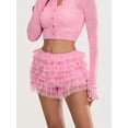 thumbnail image 5 of Women Lace Bloomers Shorts Casual Summer Layered Ruffles Elastic Short Pants for Club Streetwear, 5 of 9