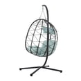thumbnail image 3 of Egg Chair With Stand Indoor Outdoor Swing Chair Patio Wicker Hanging Egg Chair Hanging Basket Chair With Stand For Bedroom Living Room Balcony,Gray-C, 3 of 12