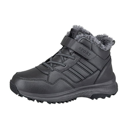 Fauean Womens Sneakers Winter Comfortable and Warm Shoes Outdoor Windproof Snow Boots Grey Size 41