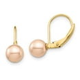 thumbnail image 5 of 14K Yellow Gold Madi K 6-7mm Pink Round Fw Cultured Pearl Leverback Dangle Earrings, 5 of 7