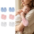 thumbnail image 2 of QWERTY 6 Pairs Mittens Set Solid Color Soft Knit Scratch Free Gloves for Babies 0 to 6 Months Cold Weather, 2 of 5