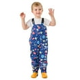 thumbnail image 2 of Miqool Toddlers Waterproof Rain Bib Pants Boys Girls Rain Pants Kids Cute Print Rain Overalls Trousers Lightweight Mud Pants Rainwear, 2 of 4