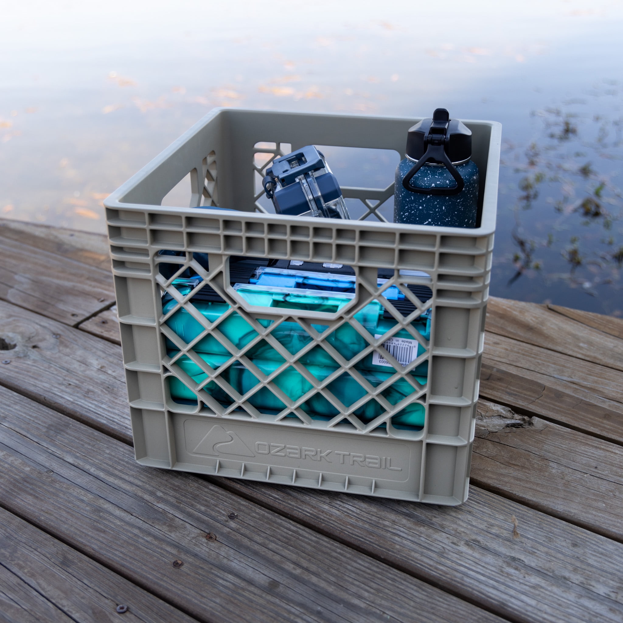 Ozark Trail Kayak Gear Storage Crate, Durable Plastic, 13 in x 13 in x 11 in, Tan
