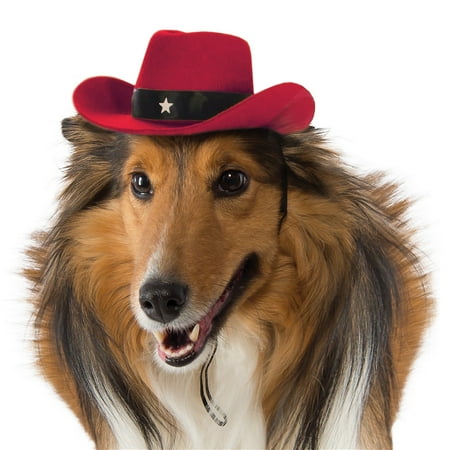 Dog Cowboy Hat Pet Costume Accessory Red - Medium/Large