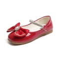thumbnail image 4 of Hinvhai Girl's Bow Dress Shoes Ballet Princess Flats with Rhinestone Strap for Party Wedding School, Toddler/Little Kid/Big Kid Red 3(36), 4 of 8