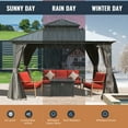 thumbnail image 6 of Domi Outdoor Living 12’ X 12’ Hardtop Gazebo Canopy with Netting & Curtains, Outdoor Aluminum Gazebo with Galvanized Steel Double Roof for Patio Lawn and Garden, Gray, 6 of 10