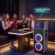 4000W Dual 10 Woofers 14.1'' Touchsreen Karaoke Machine Portable Bluetooth Speaker 2 Wireless Mic