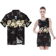 Made in Hawaii Couple Matching Luau Aloha Shirt Tank Dress Cross Black Gold