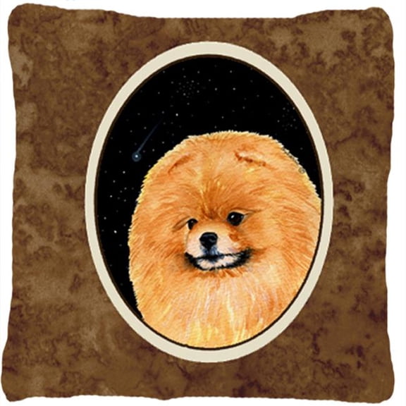 Starry Night Pomeranian Indoor & Outdoor Decorative Fabric Pillow - 14 x 14 in.