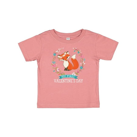 

Inktastic 1st Valentines Day Baby Girl Fox Gift Baby Girl T-Shirt