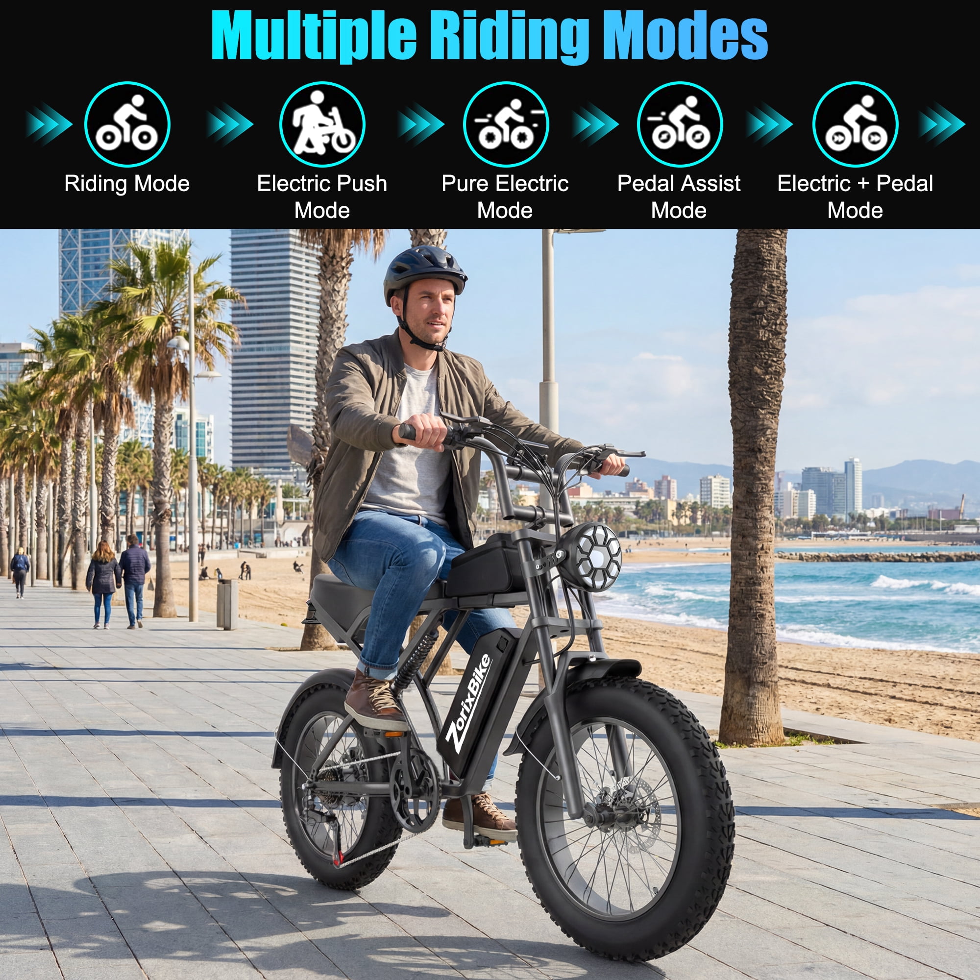 Z6 Upgraded Electric Bike 48V 20Ah Battery 1500W Peak Motor 20-inch Wide Tire E-Mountain Bike Max Speed 31 mph Full Suspension Adult E-Bike UL 2849 Certified For Riders 15 Years and Older