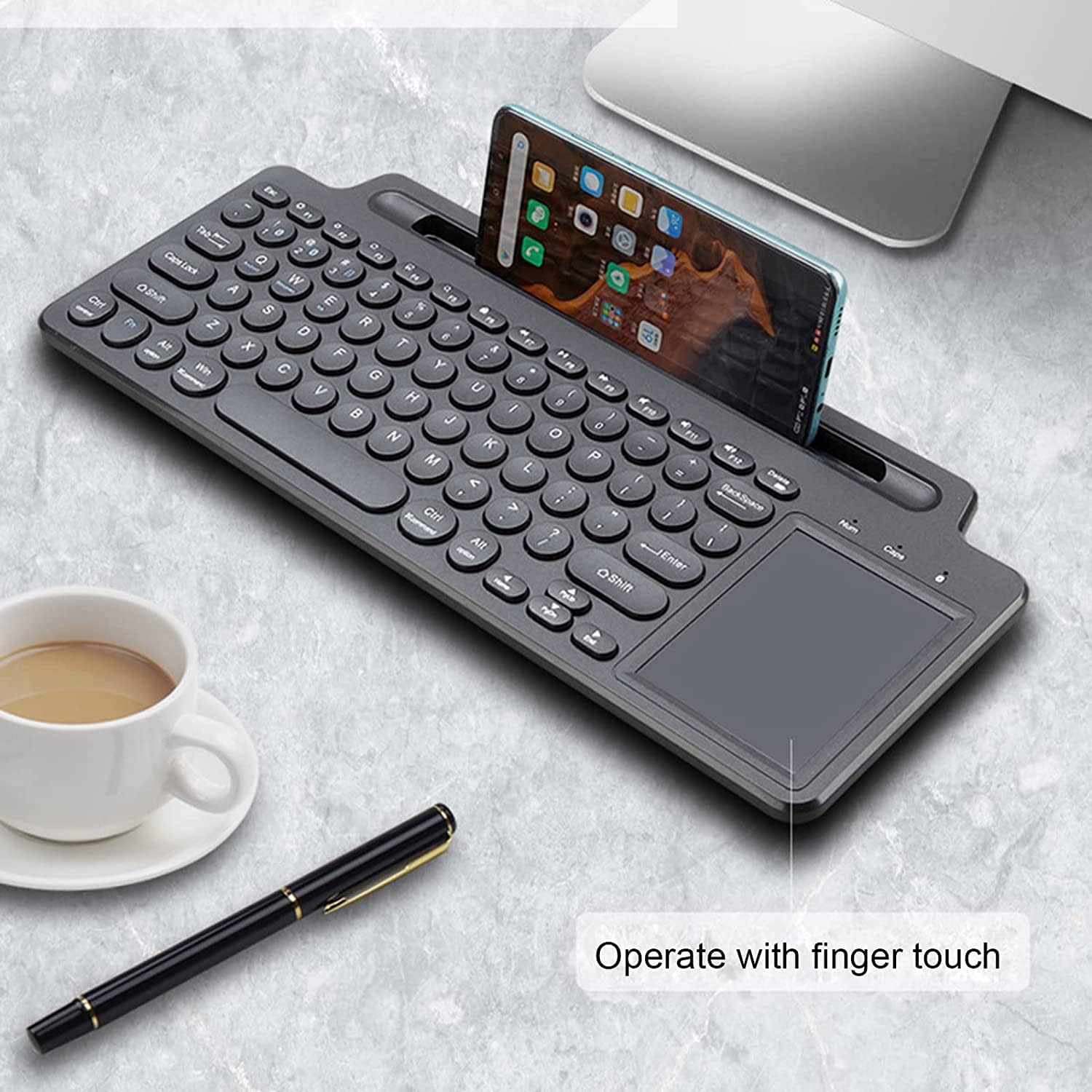 Bluetooth Keyboard, Dual Mode (BT 5.3+2.4G) Wireless Keyboard with Touchpad Computer Keyboard for Windows PC Laptop iPad Smartphone Tablet Android Mac, Black