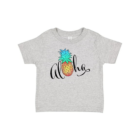 Inktastic Aloha- in cursive with pineapple rainbow colors Boys or Girls Baby T-Shirt