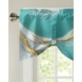 thumbnail image 2 of Marble Texture Aqua Kitchen Curtains Balcony Adjustable Roman Blinds Small Short Curtain for Living Room, 2 of 6