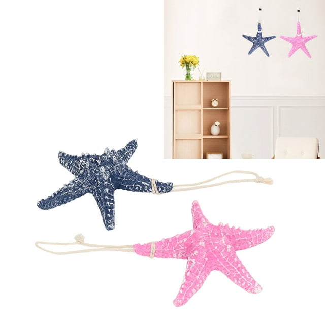 Decoración De Estrella De Mar, Estrella De Mar Resistente Con Tema De Playa, Azul Oscuro, Rosa, 2 Piezas, 13x13cm Para Navidad