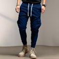 thumbnail image 5 of Men Casual Cargo Jogger Pants with Drawstring Waist Multiple Pockets Elastic Cuffs Lightweight Trousers for Daily Wear, 5 of 5