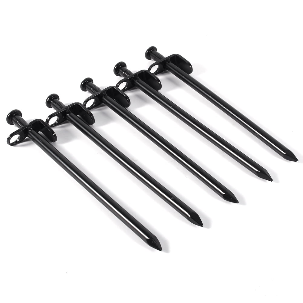 Tebru Tent Stakes, 5pcs/Pack 20cm Black High Strength Steel Tent Stakes