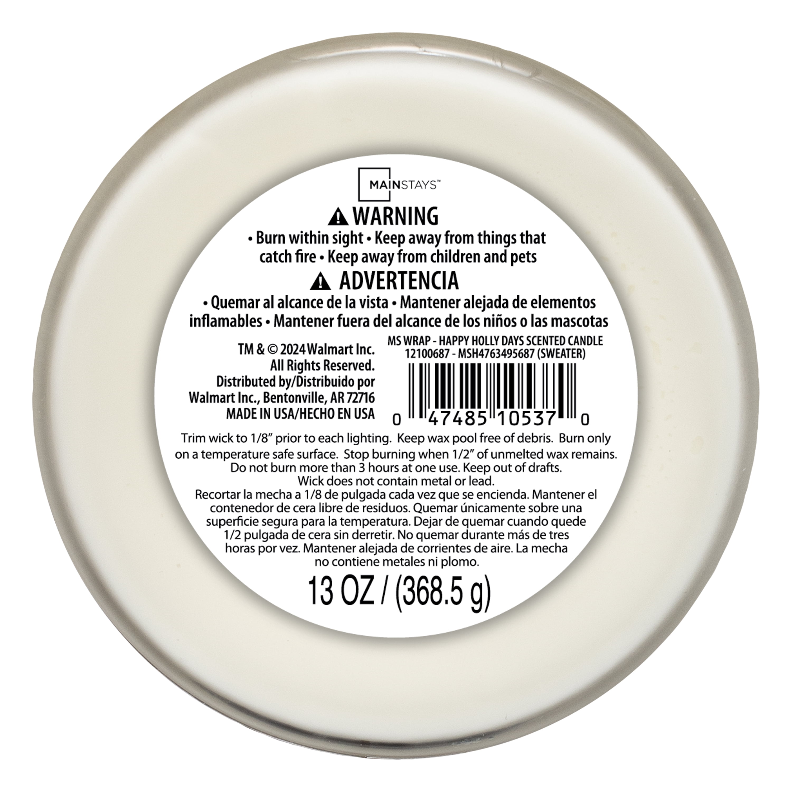 Mainstays Scented 3-Wick Jar Candle, Happy Holly Days, 13 oz.