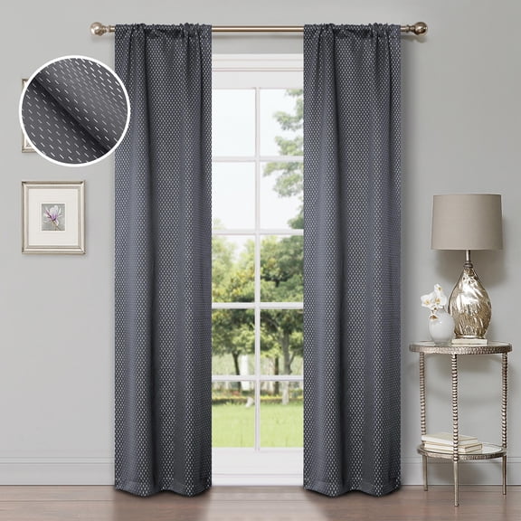 Superior Shimmer Blackout Curtain Panel, Set Of 2, Rod Pocket Curtains 26" W x 84" L, Grey