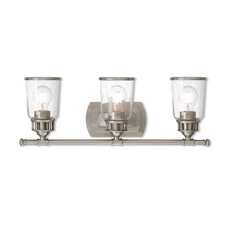 

World of Crystal Lahore Bath Lighting 24in Brushed Nickel Steel 3-light