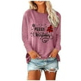 thumbnail image 1 of Holiday Time T-Shirts Femmes Drôle Xmas Graphique Col Rond Chandails en Molleton Léger Chandail Tops Tunique Décontractée Manches Longues Blouse 02-Rose TTTG, 1 of 5