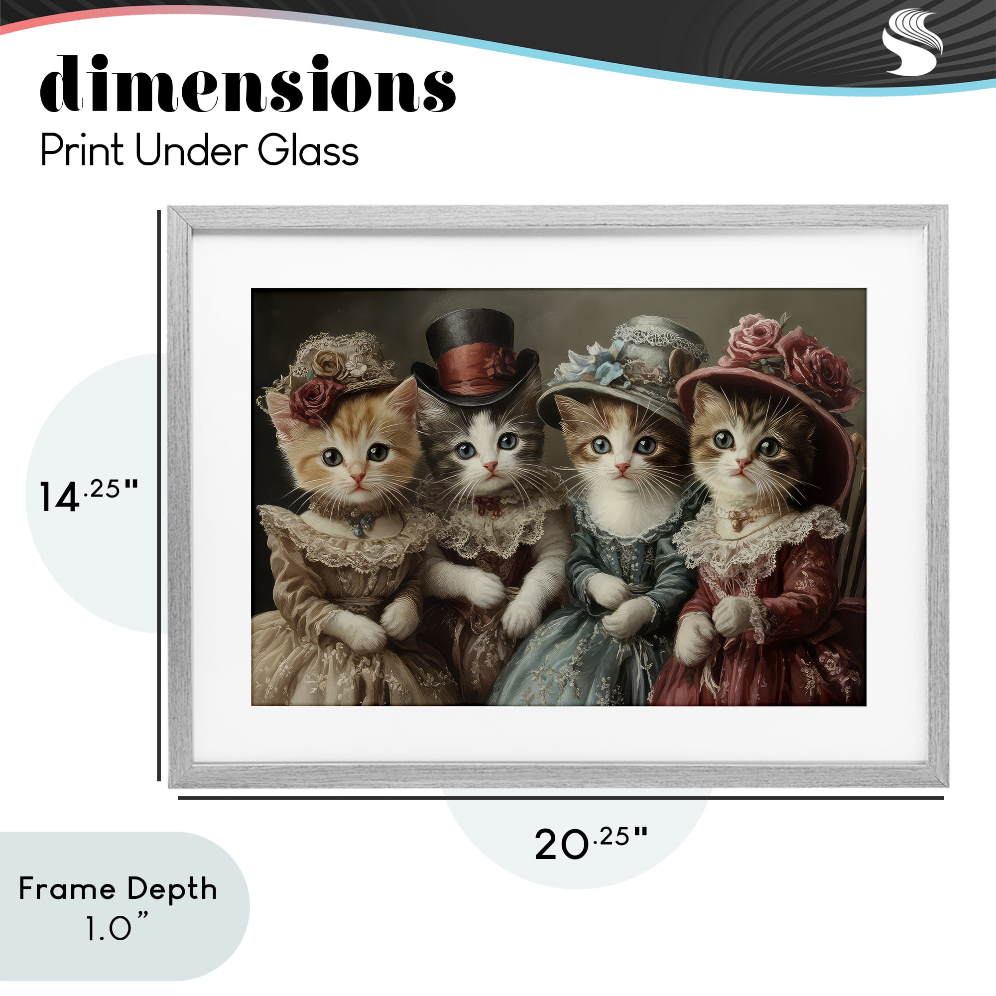 Stupell Industries Vintage Dress Kittens Gray Framed Print Under Glass, design by The Wands Want