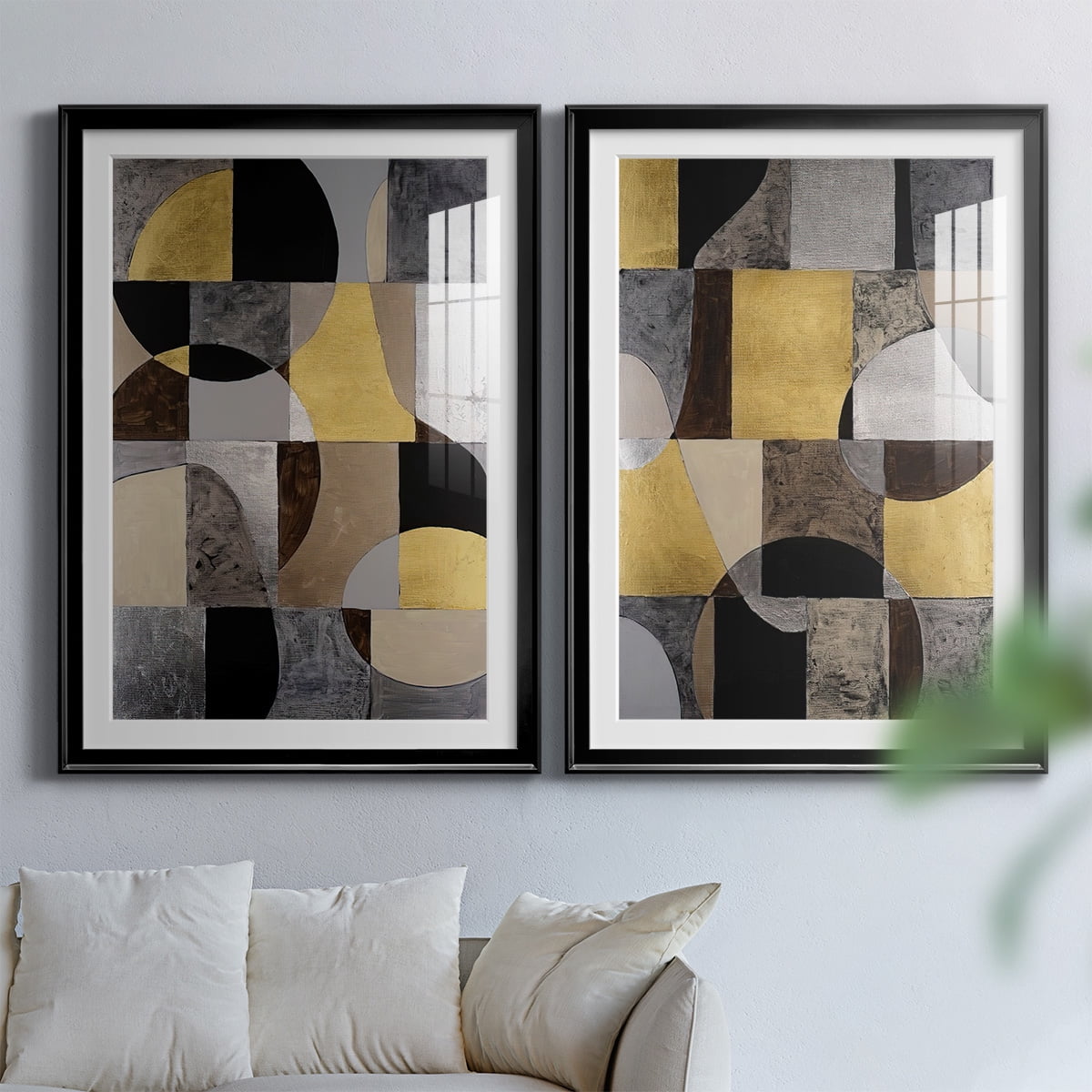 Wexford Home Neutral Framework I Premium Framed Print, 22.5" x 30.5" - Ready to Hang, Black (Set of 2)