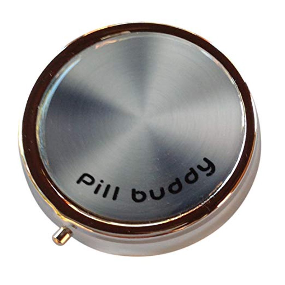 Pill Buddy Silver Three Section Small Pocket/Purse/Travel Pill Box Case
